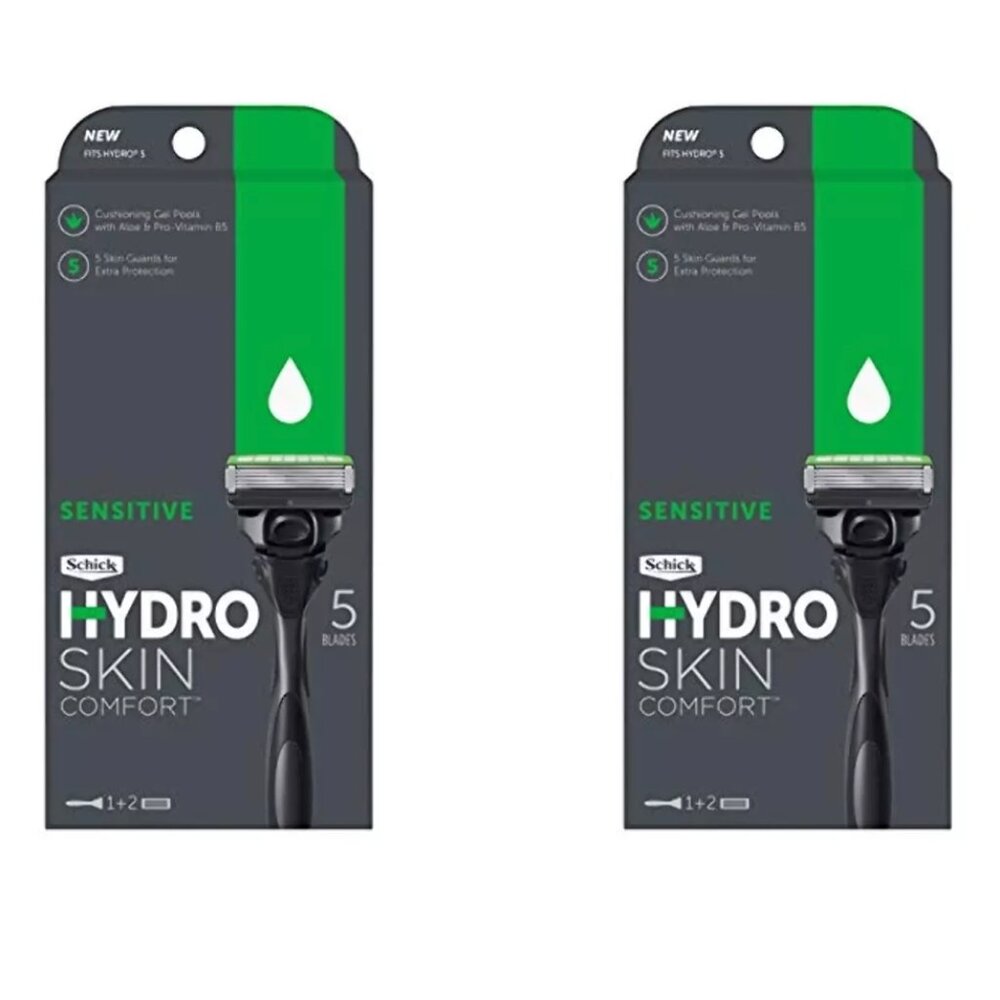 (2) NEW Schick Hydro Skin Comfort Sensitive Razors, 2 handles and 4 cartridges